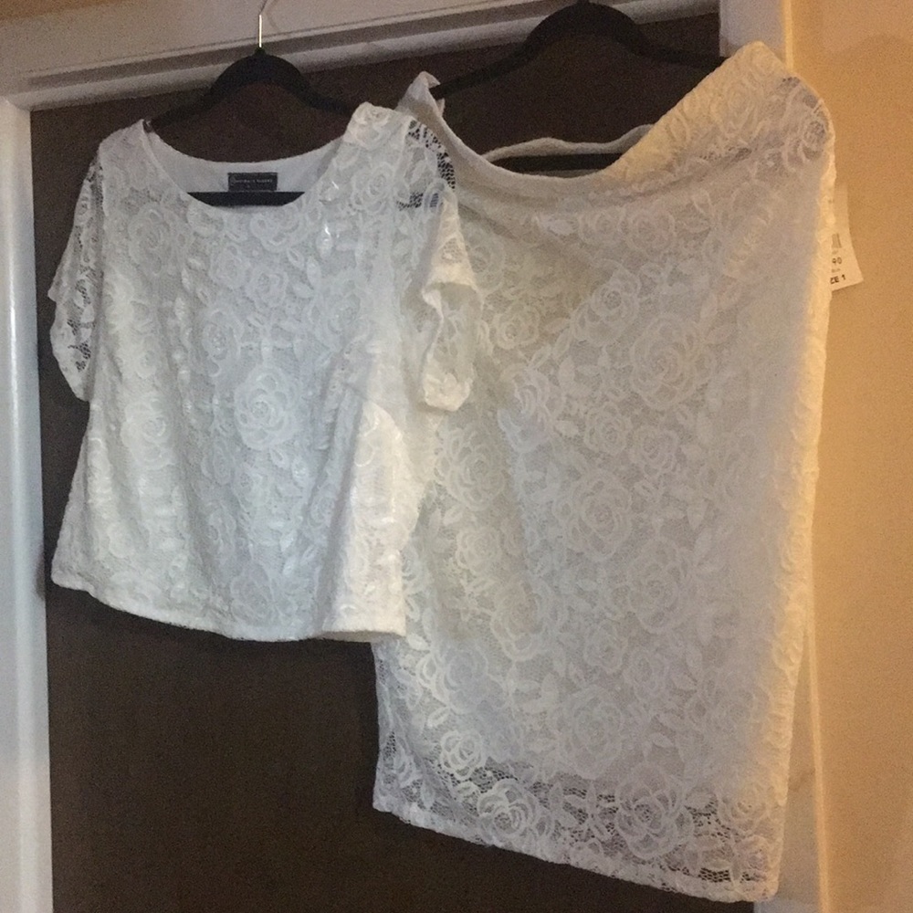Lace Crop Top and Skirt Set
